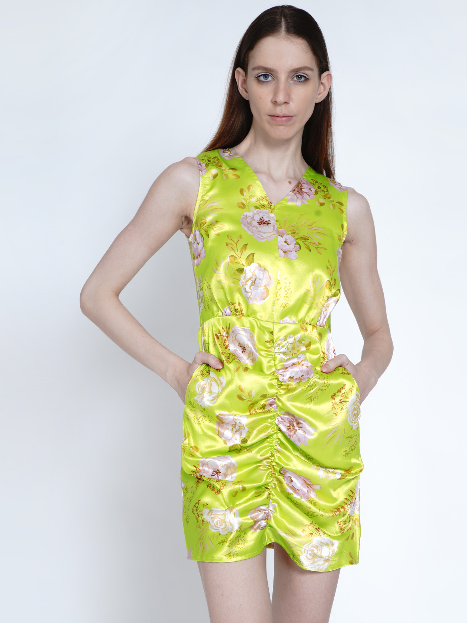 Peony front gathered dress - Front
