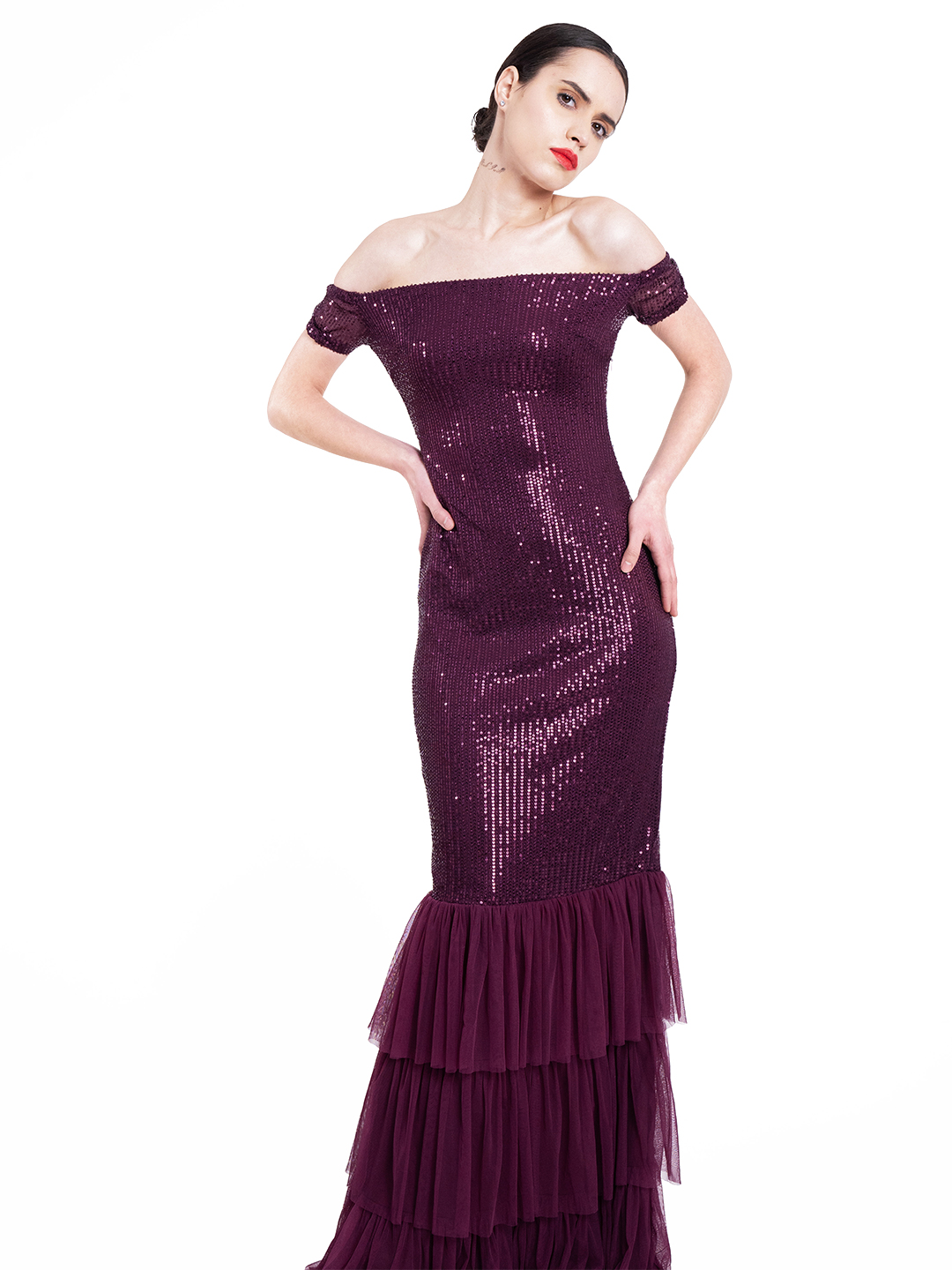 Plum Evening Gala Gown - Front