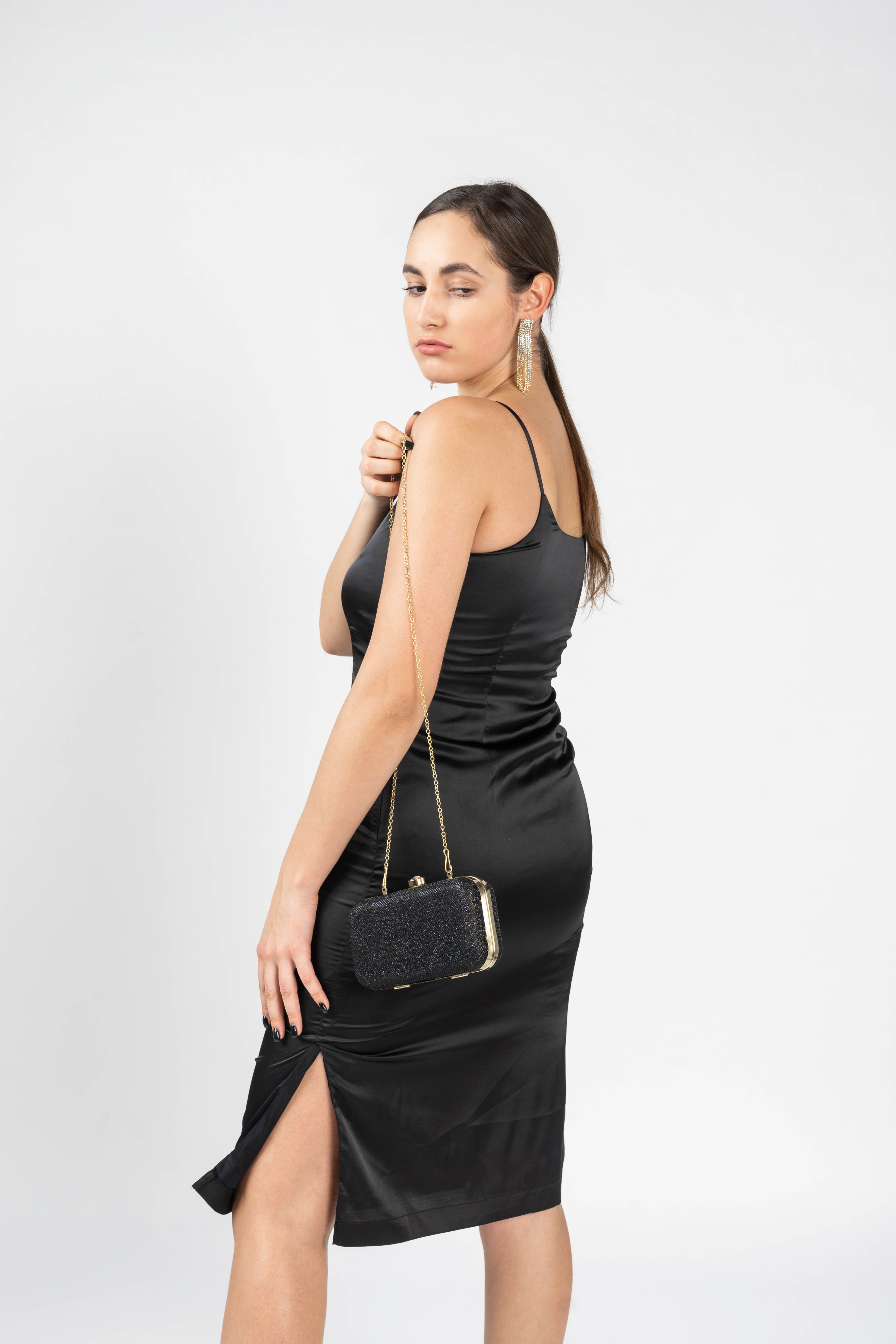 Embellished strap black dress -2