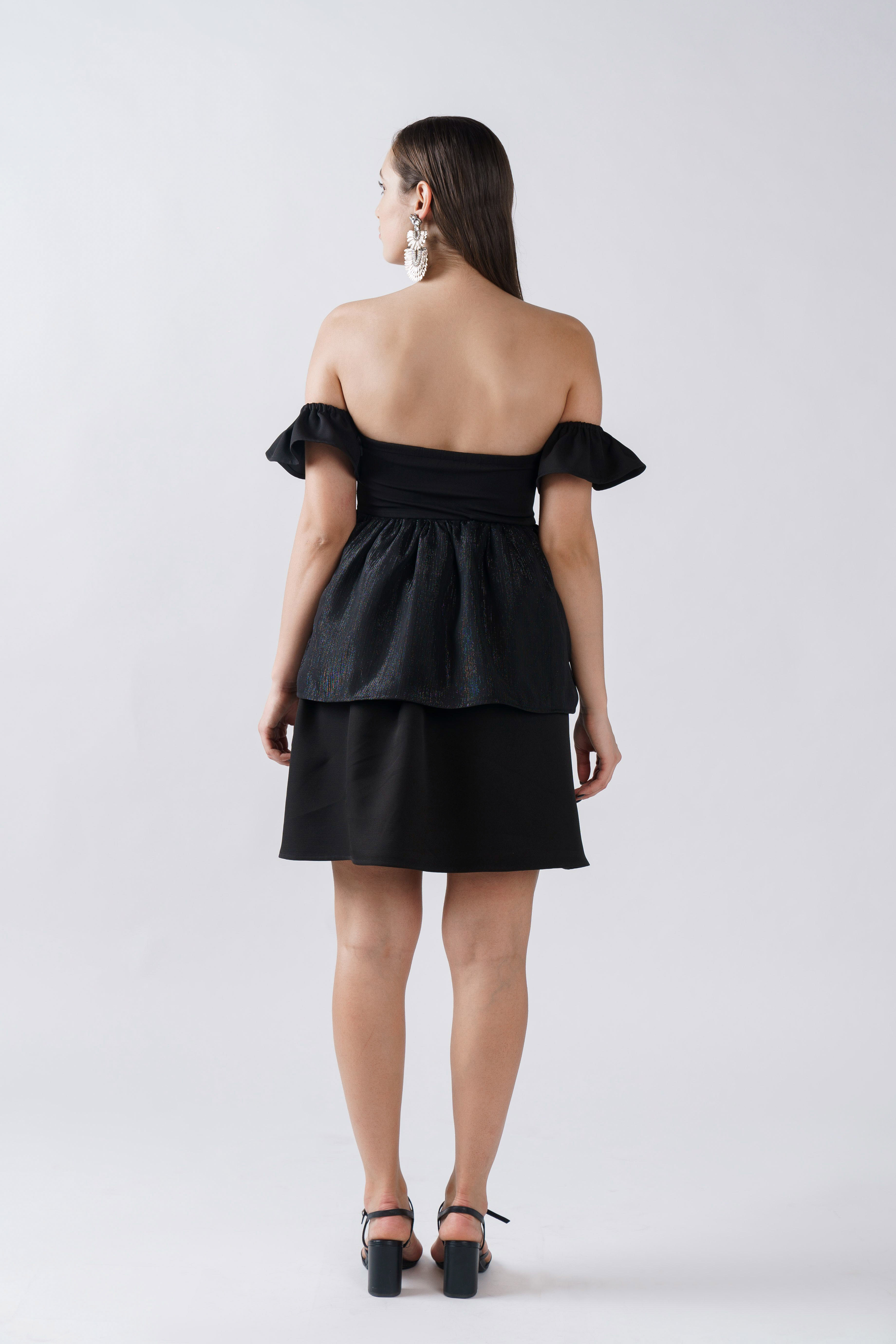 Black Tube dress with double layer - Back