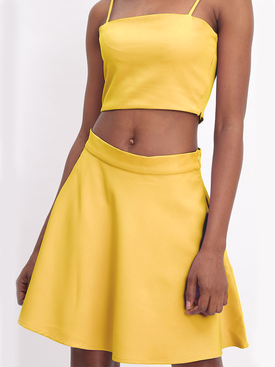 Basic Flared Skirt Mustard -0