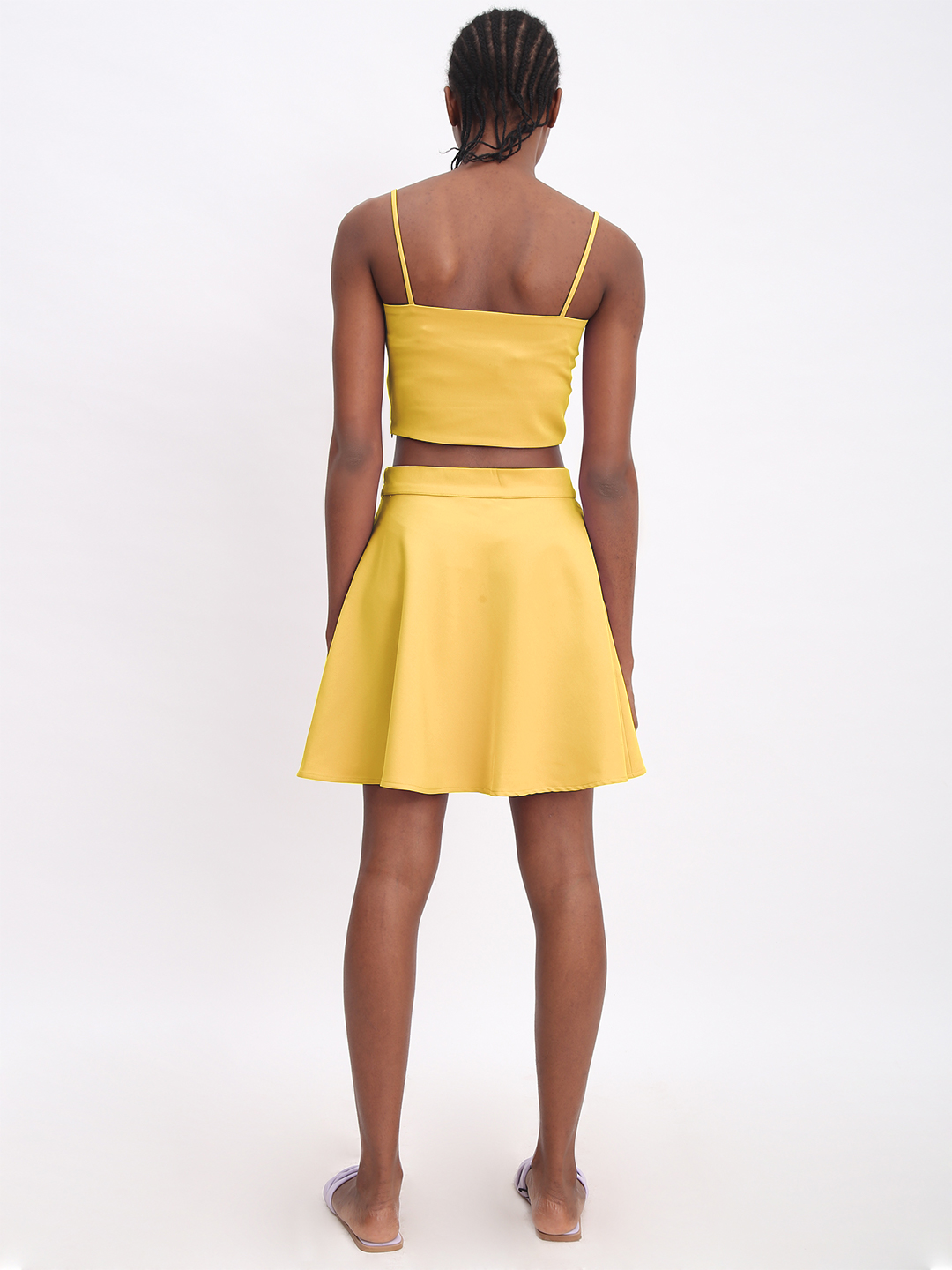 Basic Flared Skirt Mustard -3