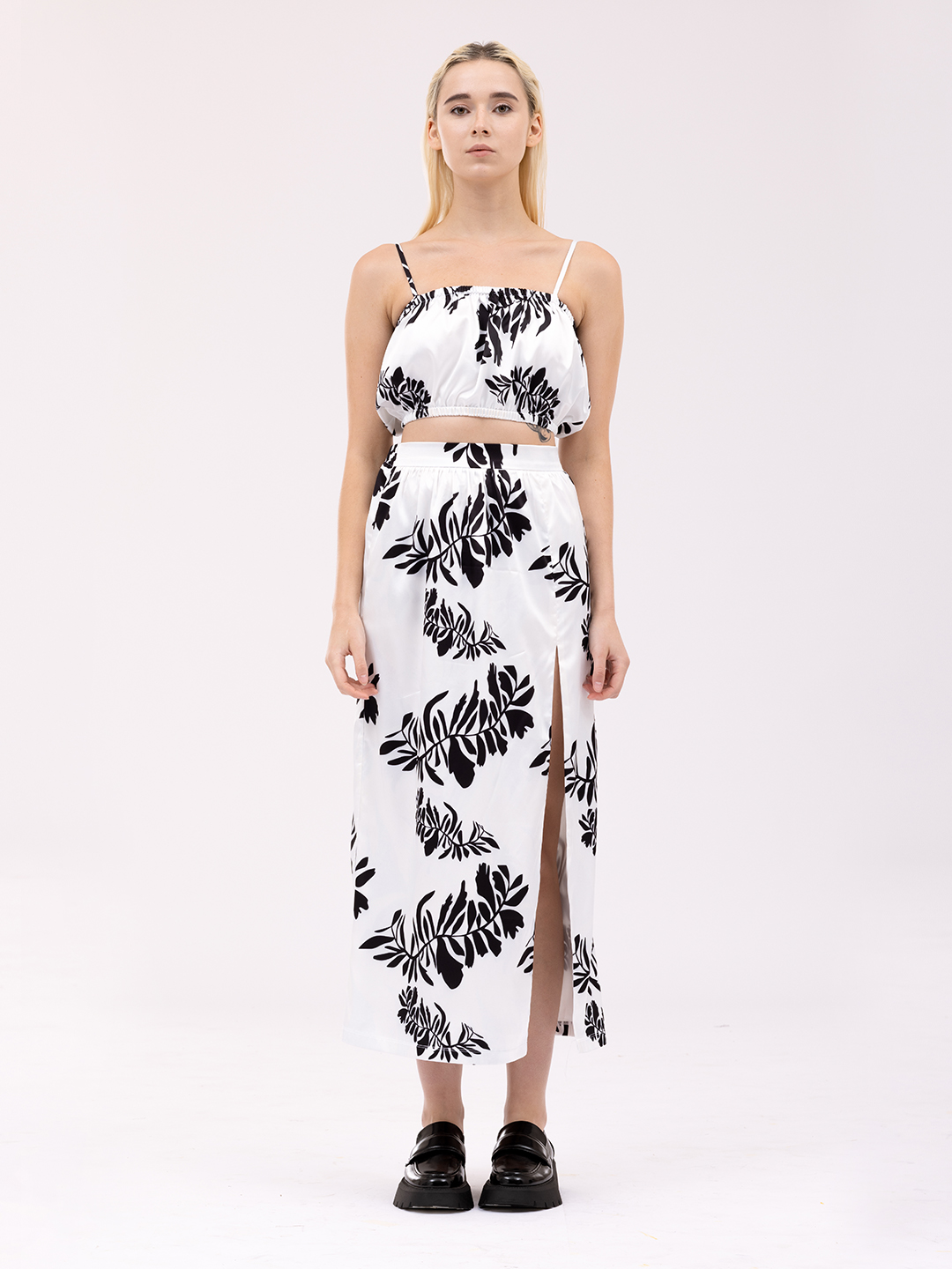 Floral tropical slit skirt -3