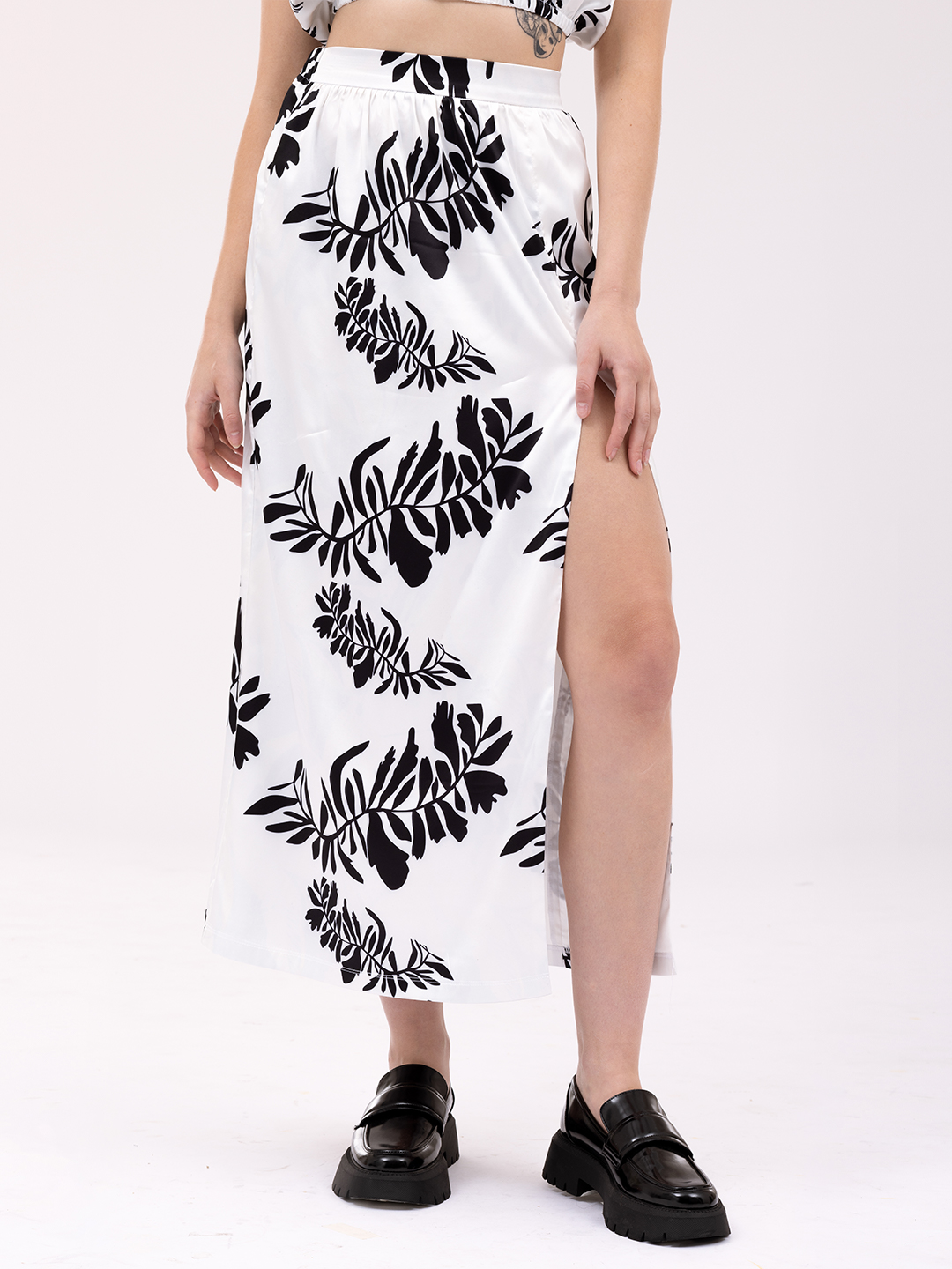 Floral tropical slit skirt - Back
