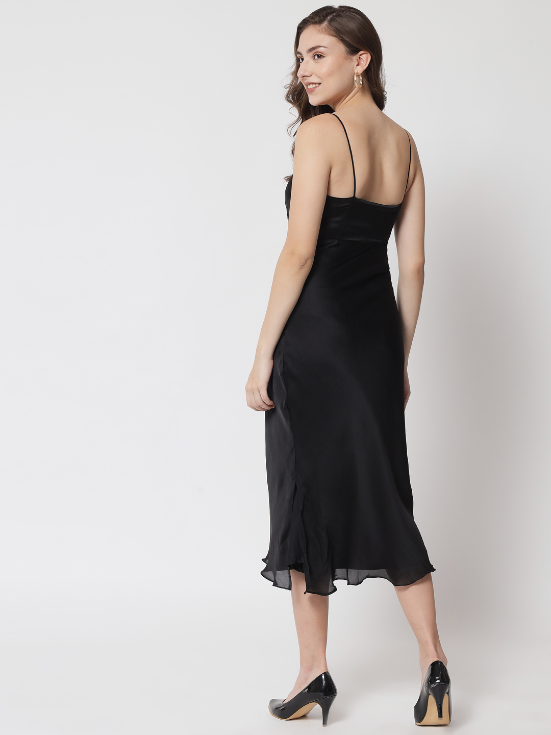 Strappy fit flare dress-B - Back