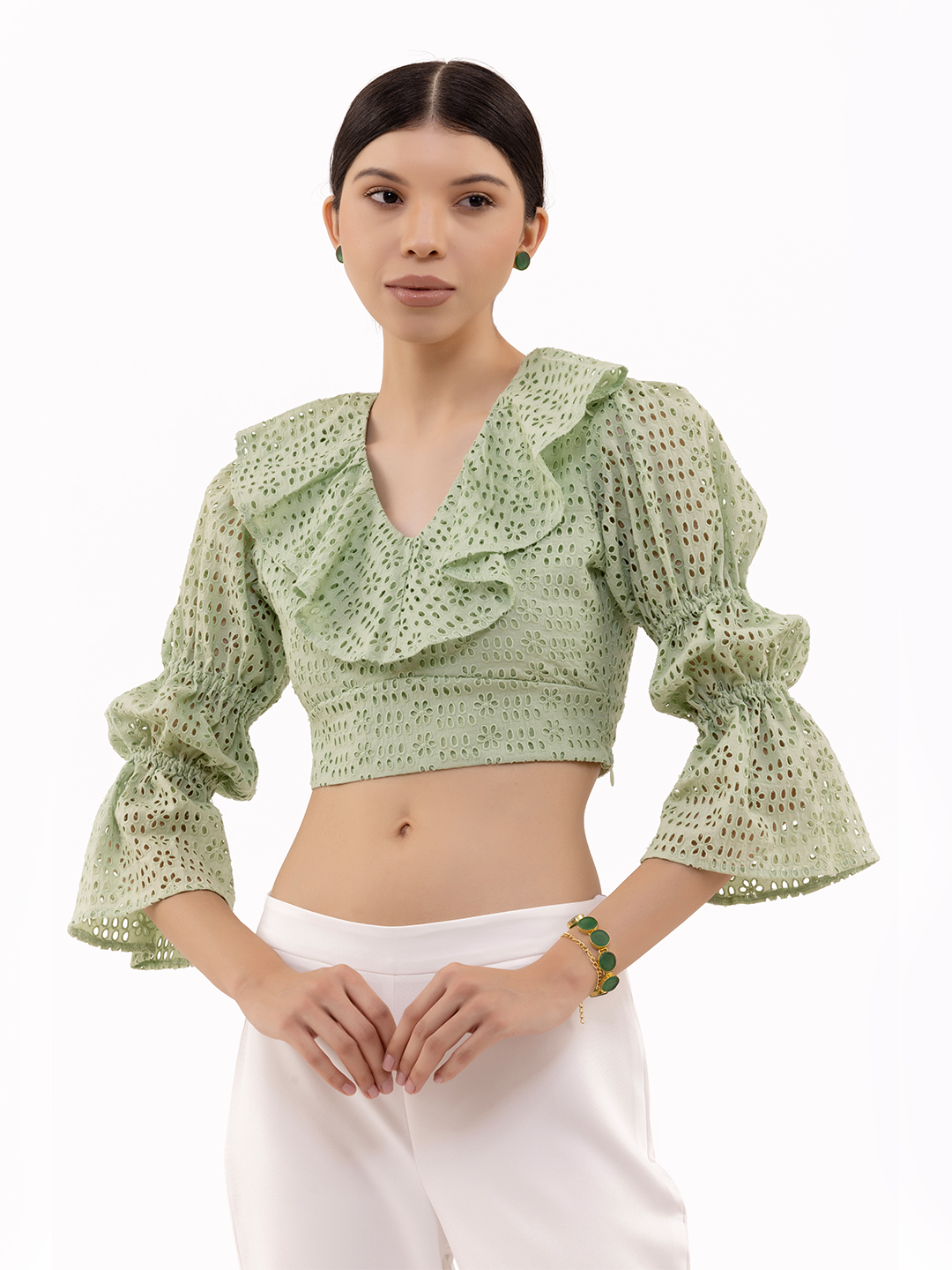 Play It Cool Eyelet Crop Top - Back