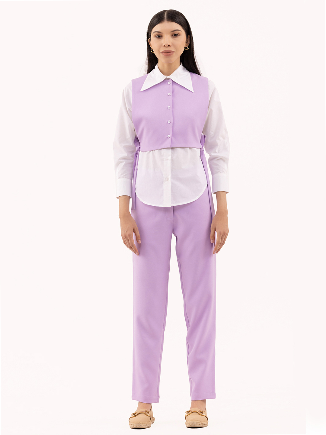 Formal Edit  Shirt with Waist Coat  Lavender - Front