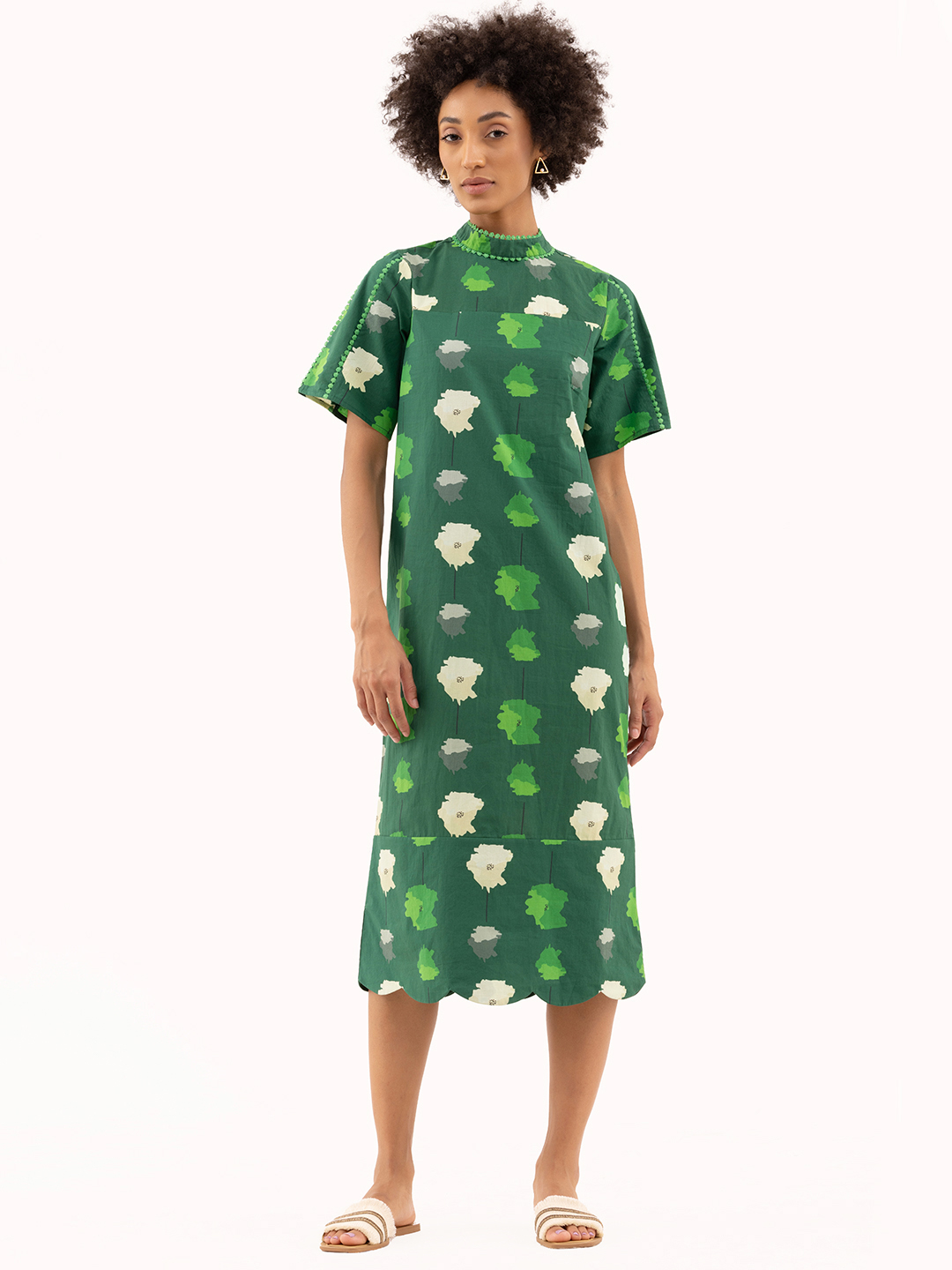Abstract Forest  Floral Scallop dress - Front