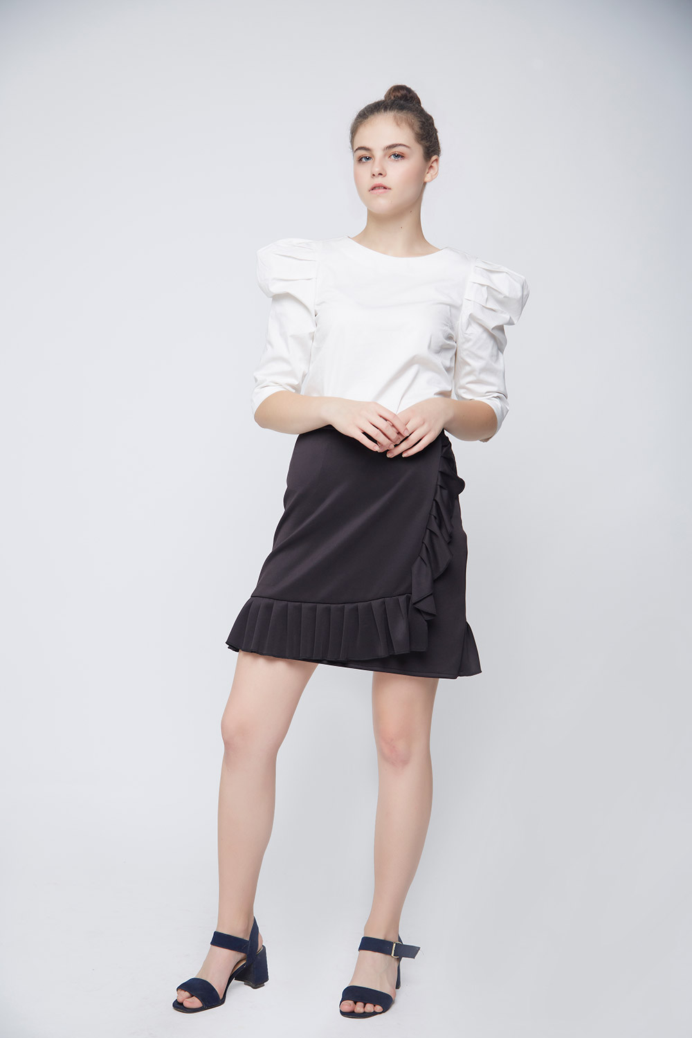 White Leg Of Mutton Sleeve Top -2