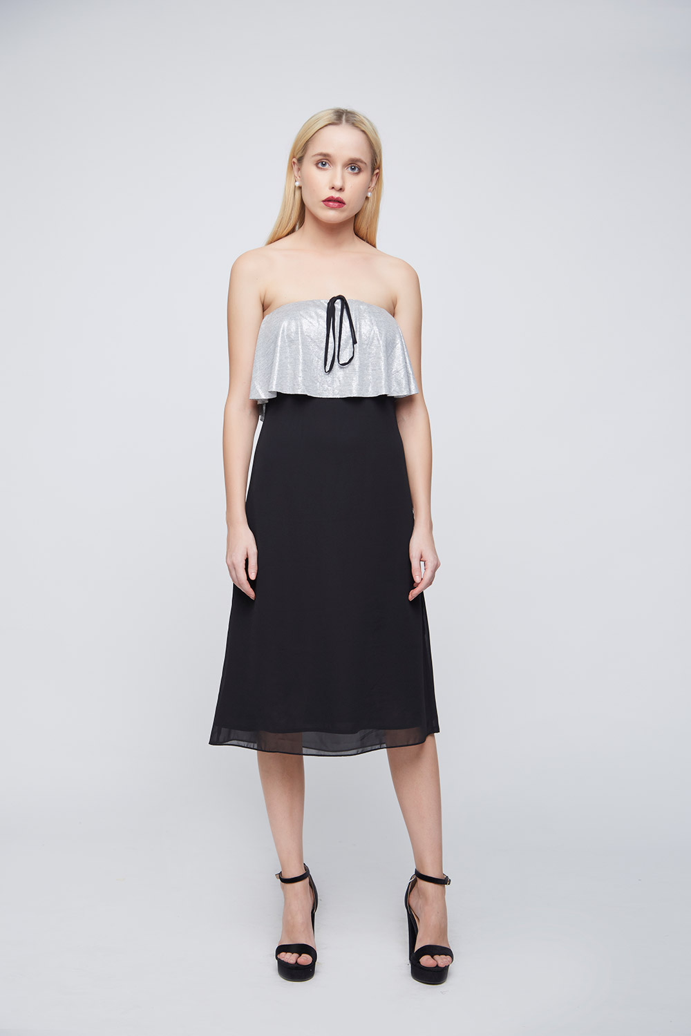 Black Off-shoulder String Dress -0