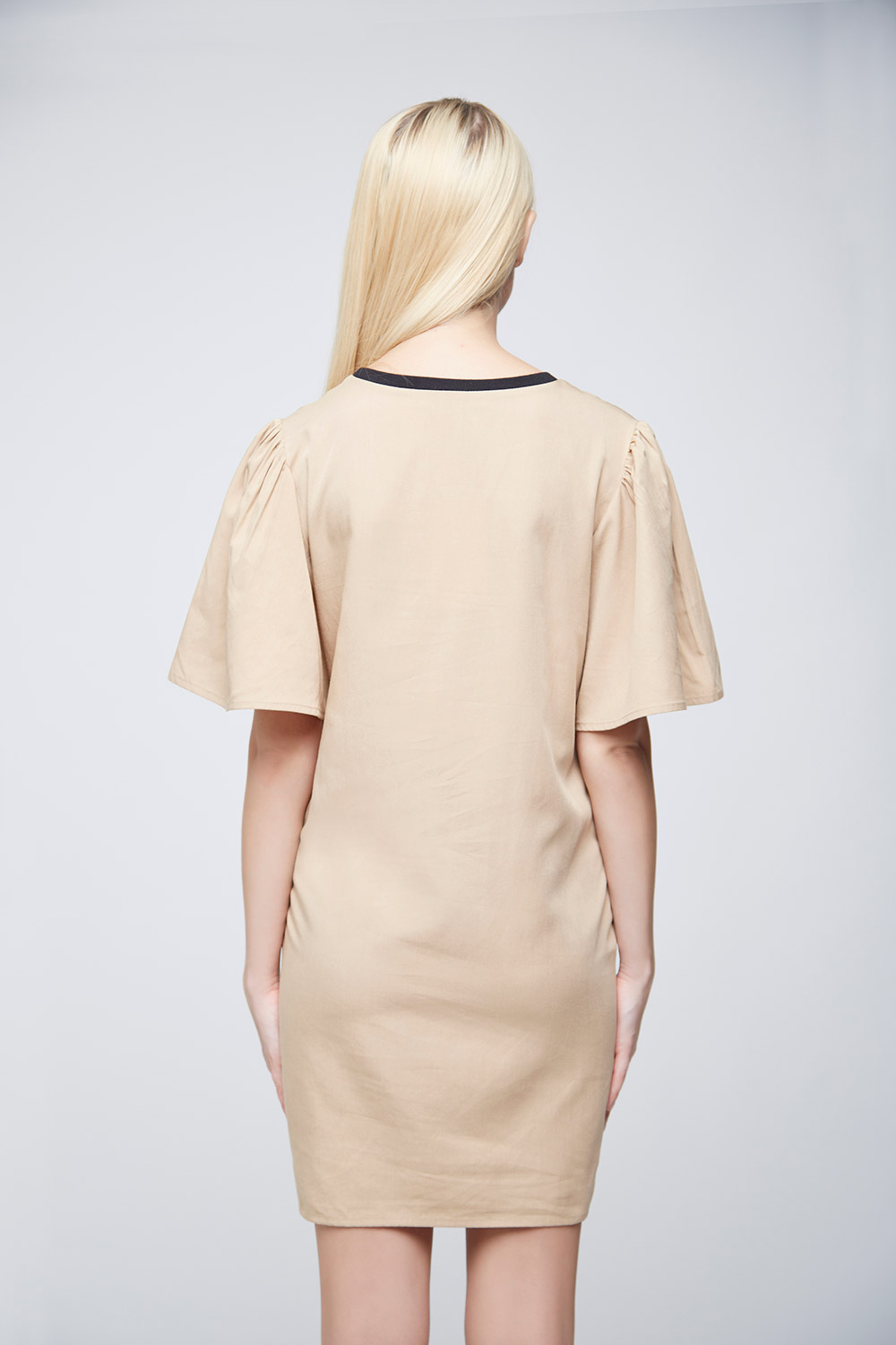 Cool Beige Double Pocket Dress -1