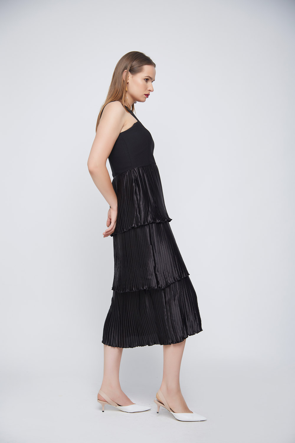 Black Pleated Layered Dress – Samshék | Customise Your Dress