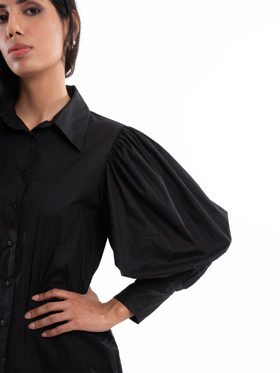 Boardroom Basic Black Shirt Dress -2