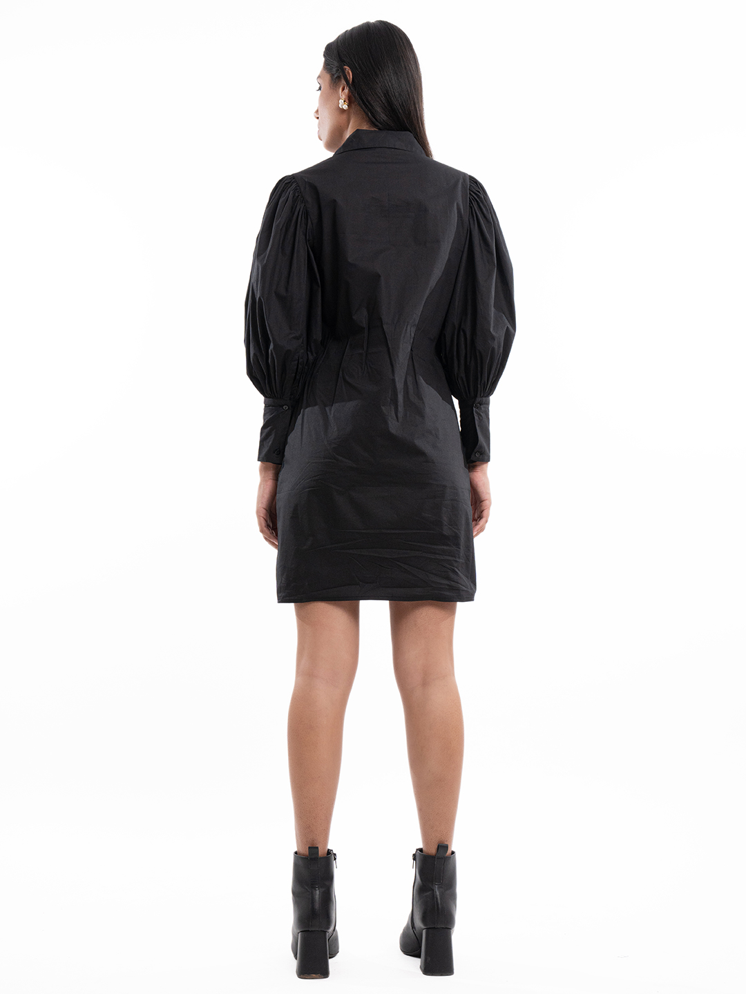 Boardroom Basic Black Shirt Dress -4
