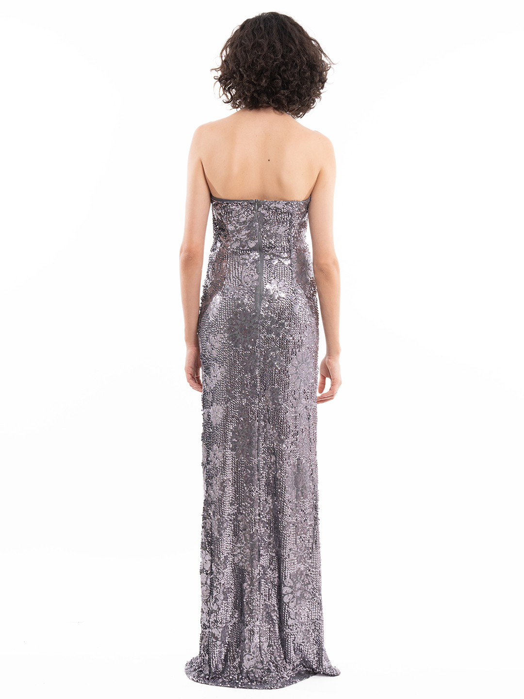 Glitterati Gala Gown Grey Dress - Back