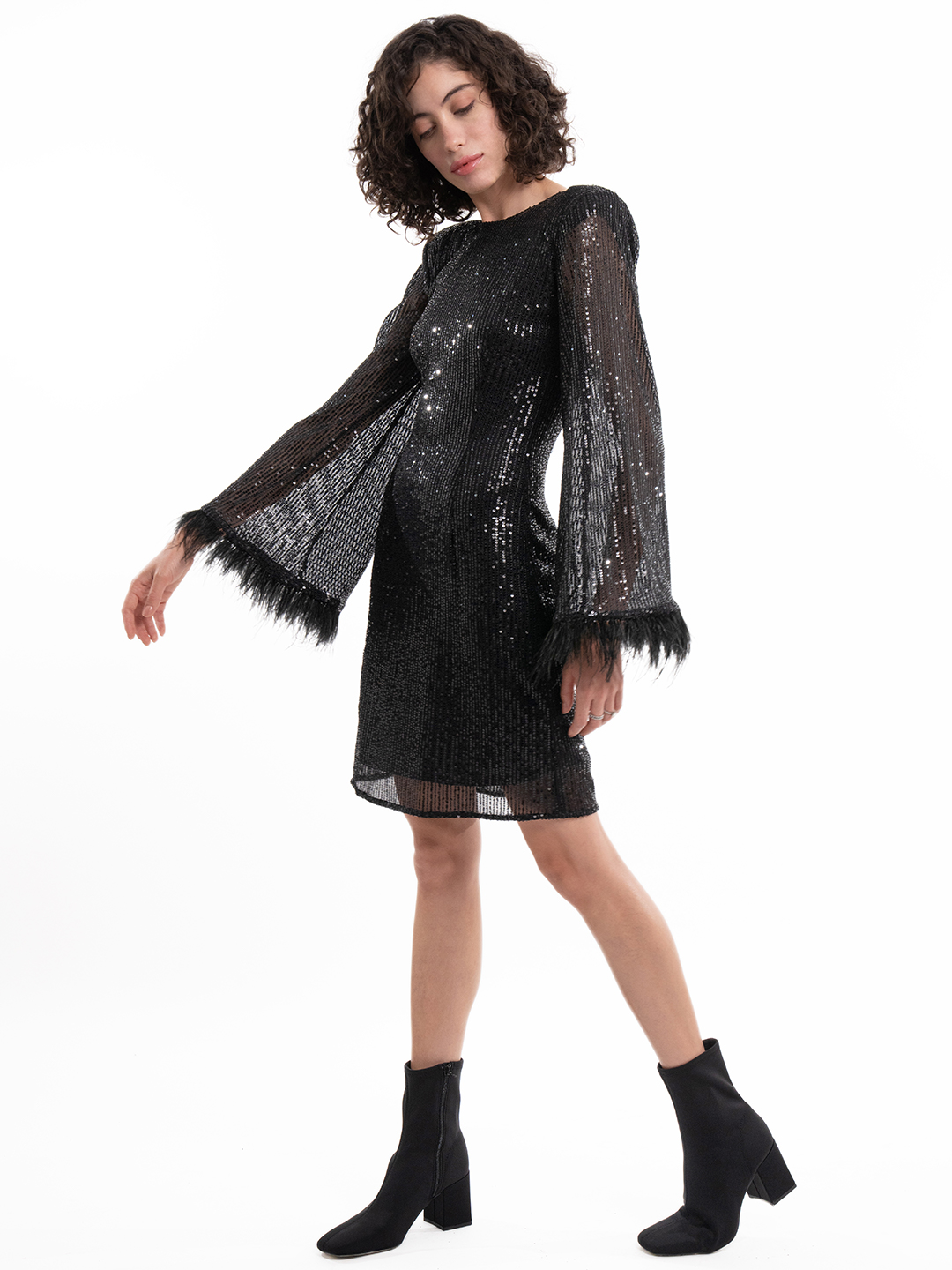 Celestial Sequence Chic Black Dress -0