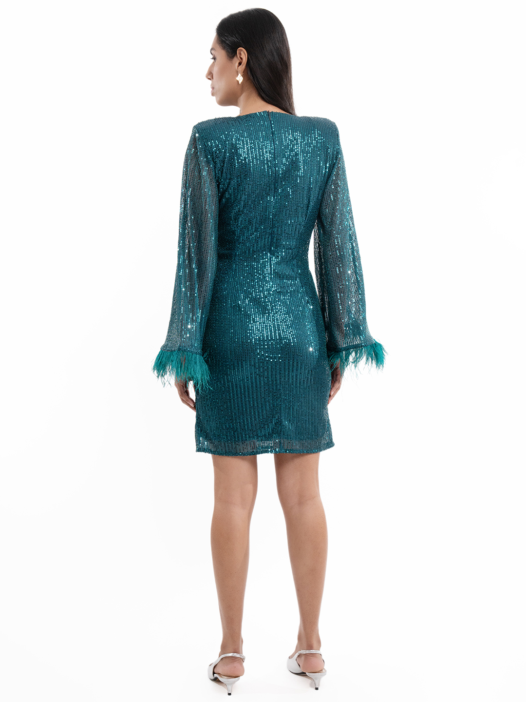 Celestial Sequence Chic Green Dress - Back