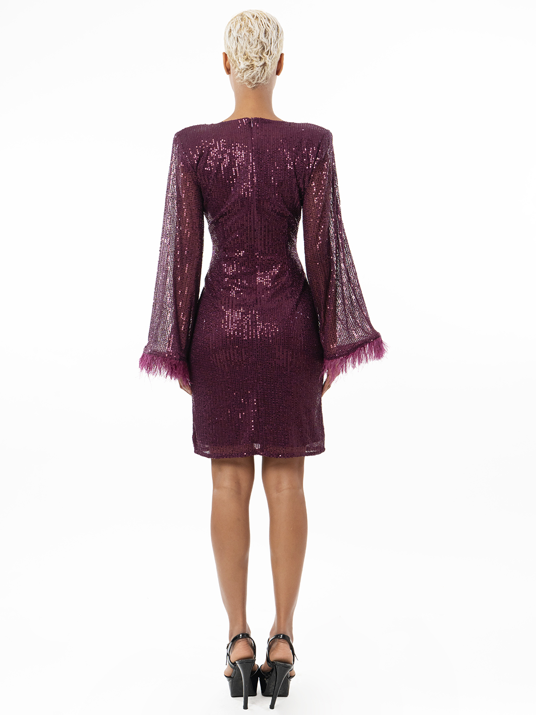 Celestial Sequence Chic Plum Dress - Back