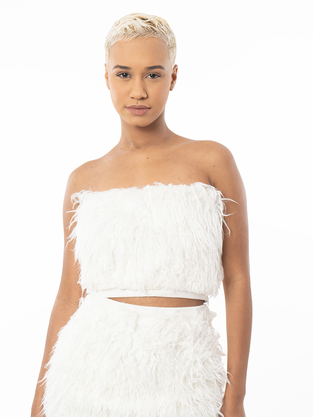 Furry Flash Wrap Tube Top - Front