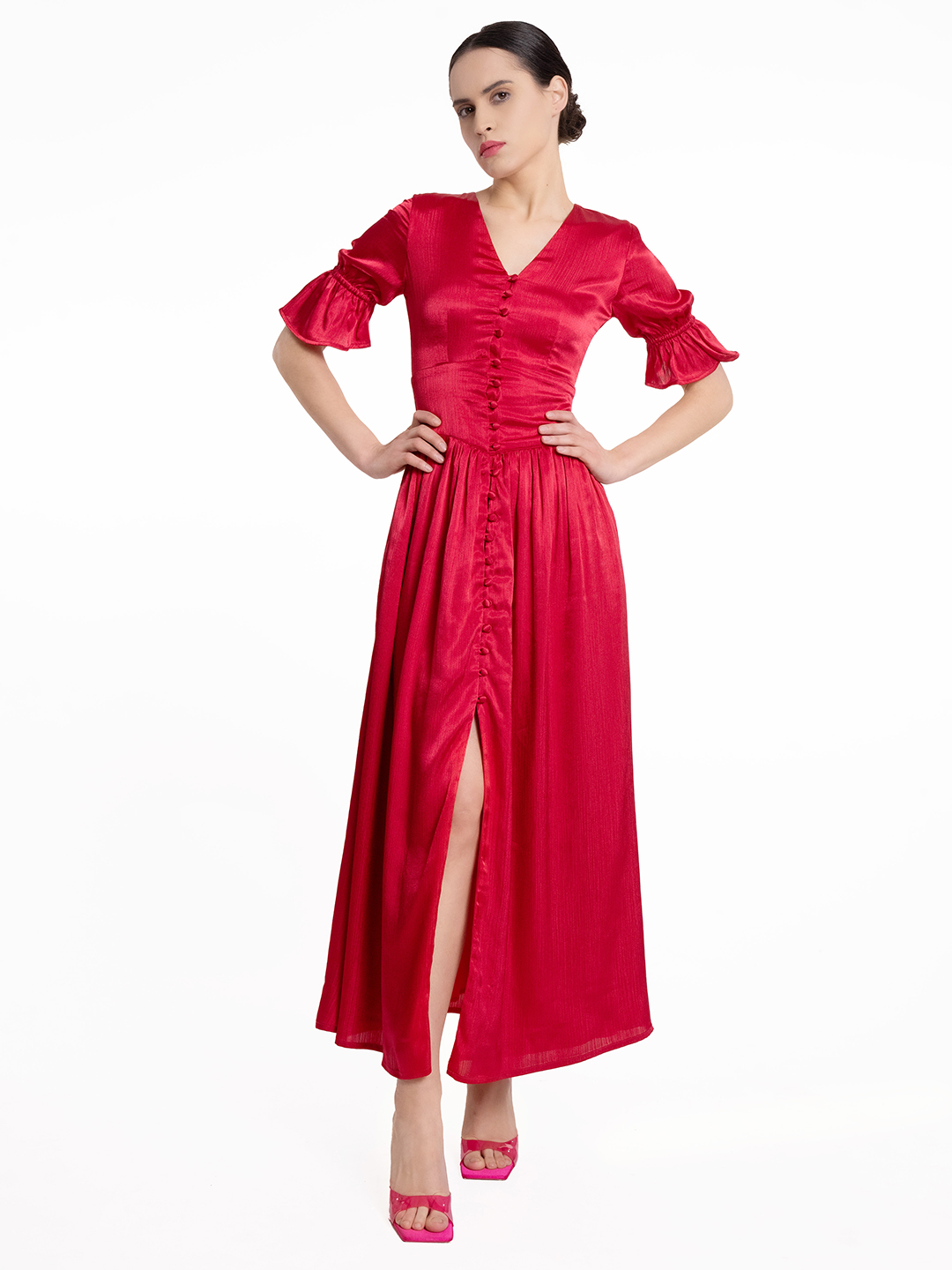 Roseate Ruffle Dress - Front