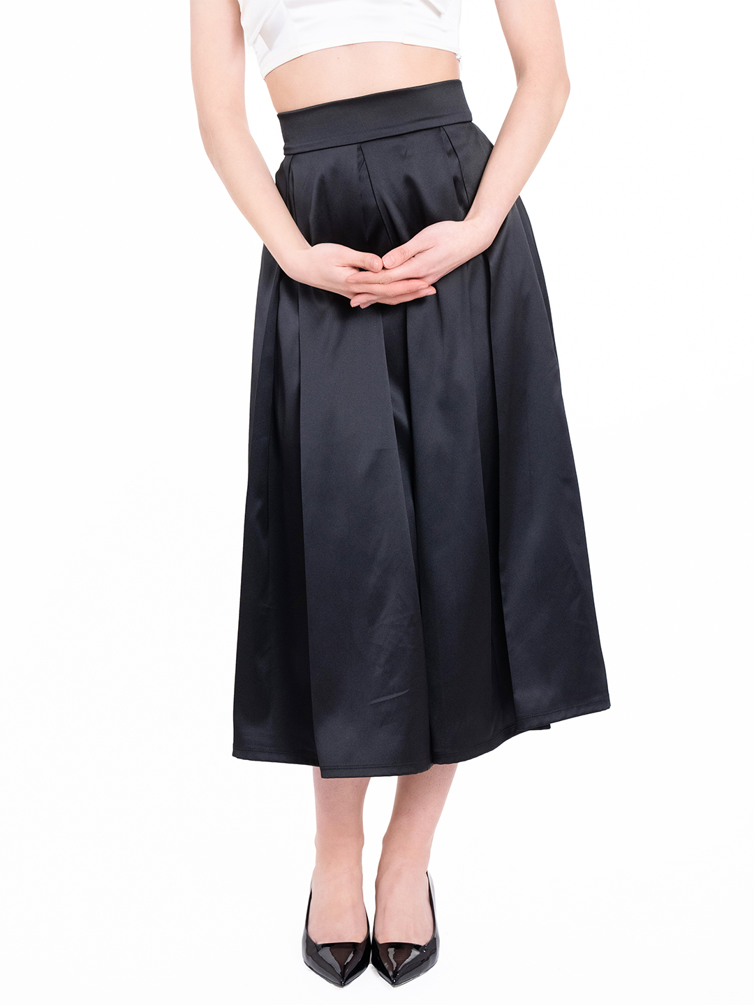 Midi Black Skirt - Front