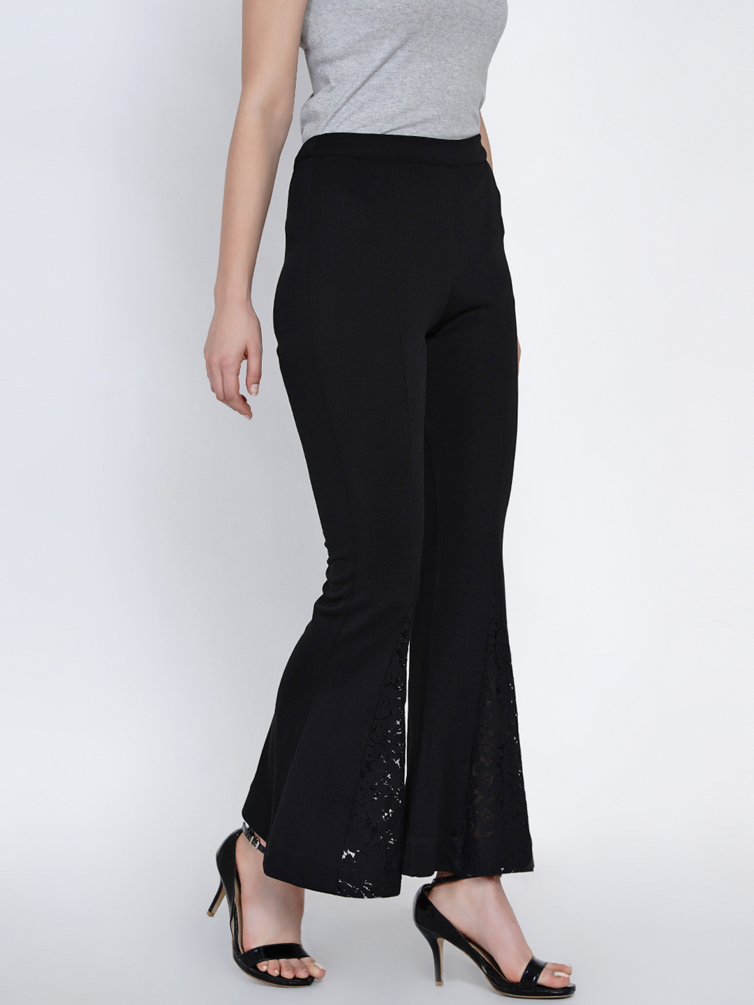 Front Lace Flared Pants -2