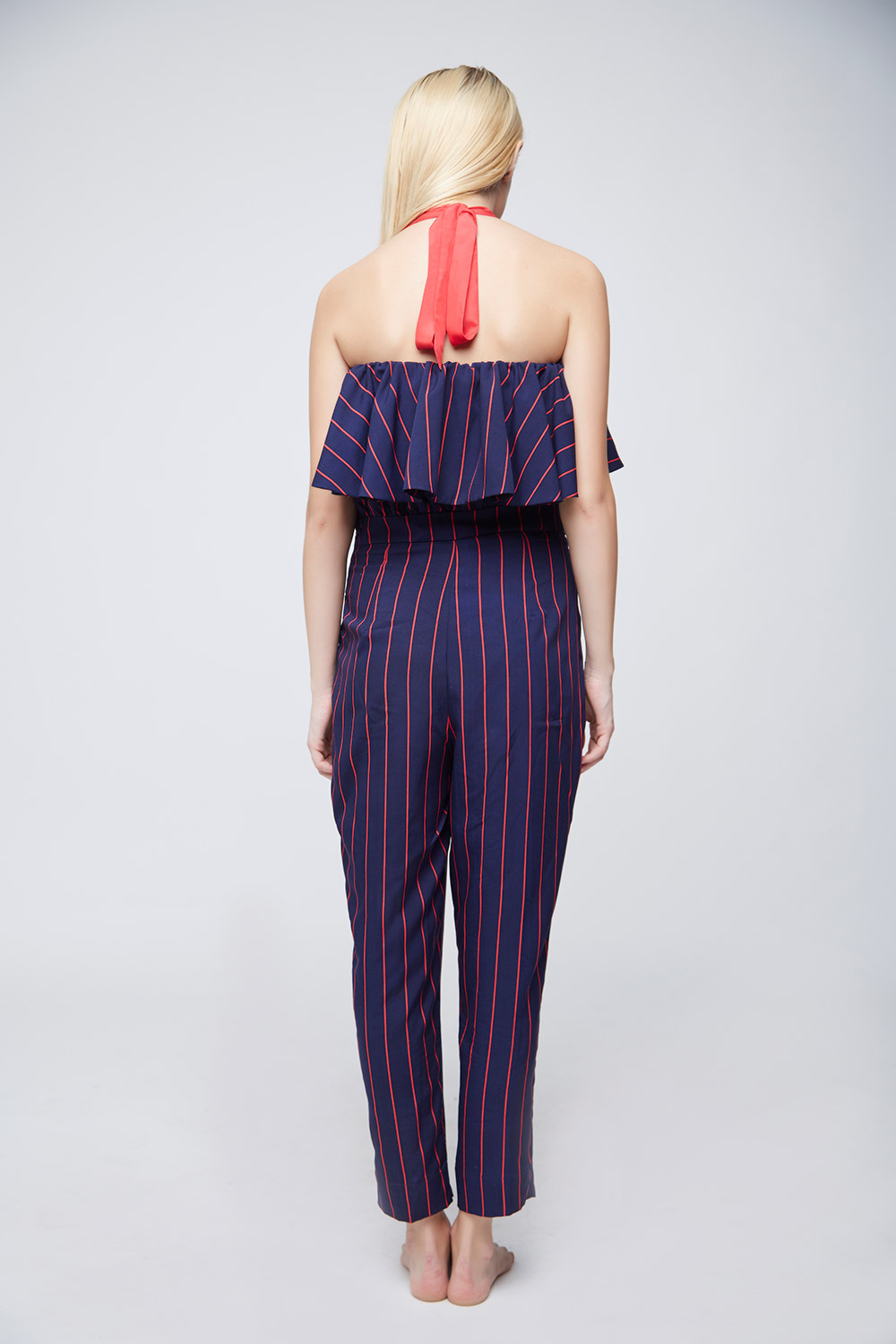 Red Blue Striped Jumpsuit -3