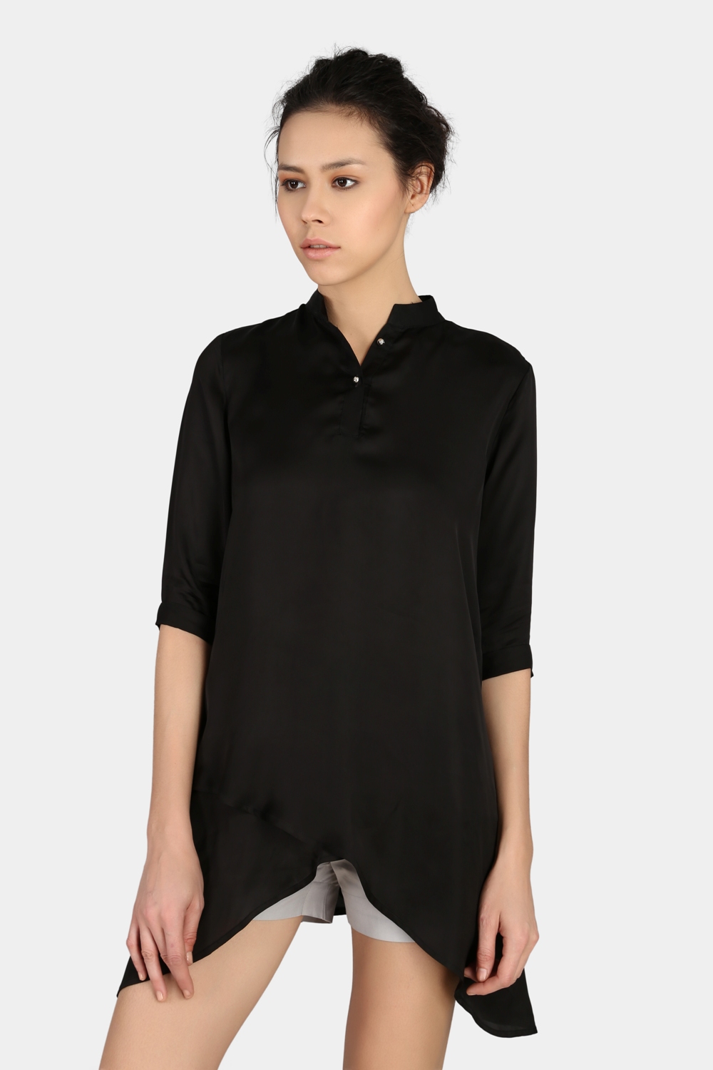 Black Double Layered Casual Top - Front