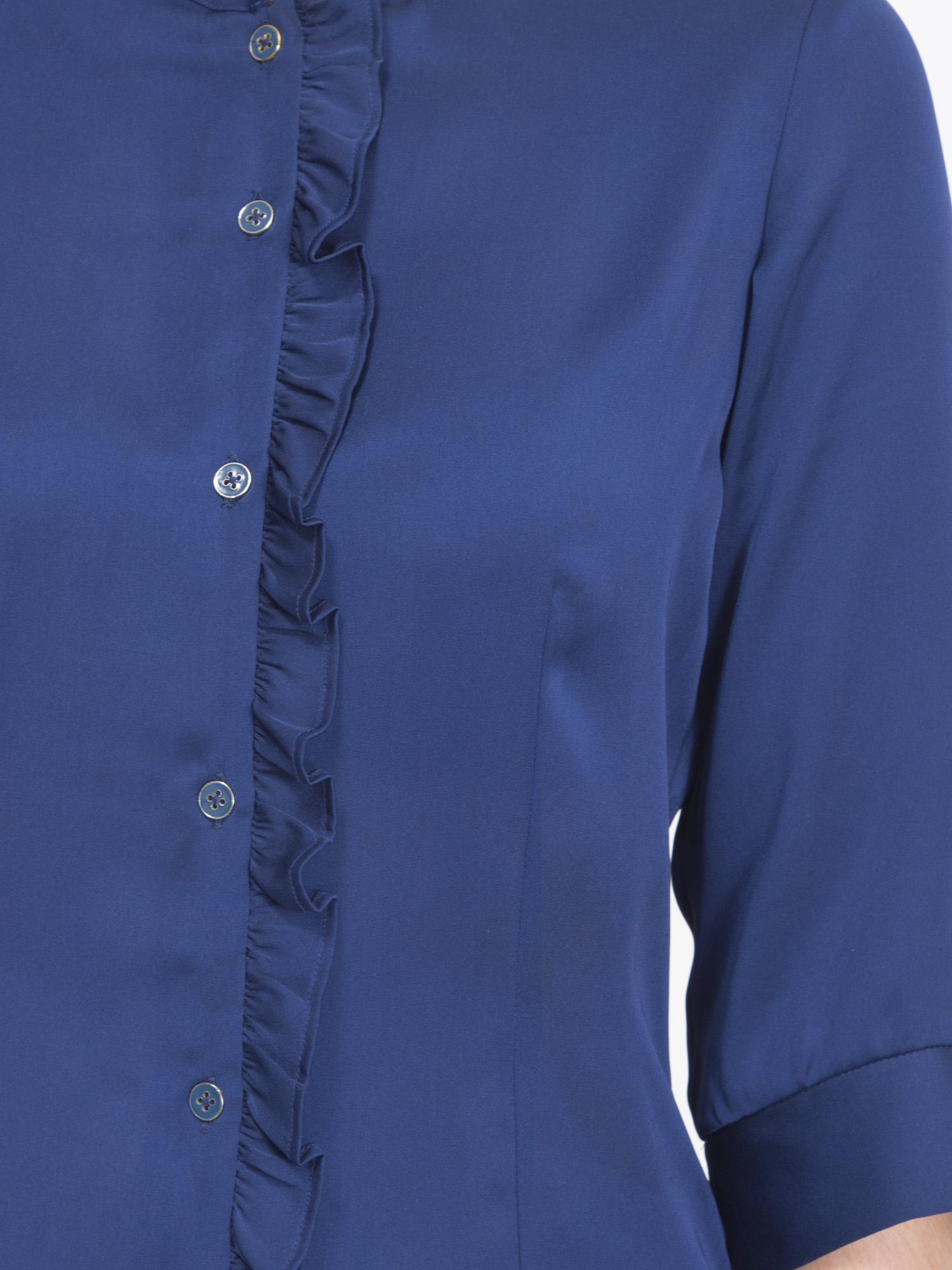 Blue Placket Ruffle Shirt - Back