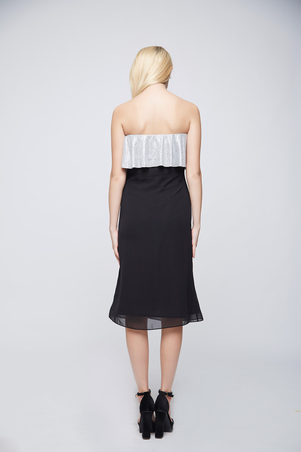 Black Off-shoulder String Dress -3