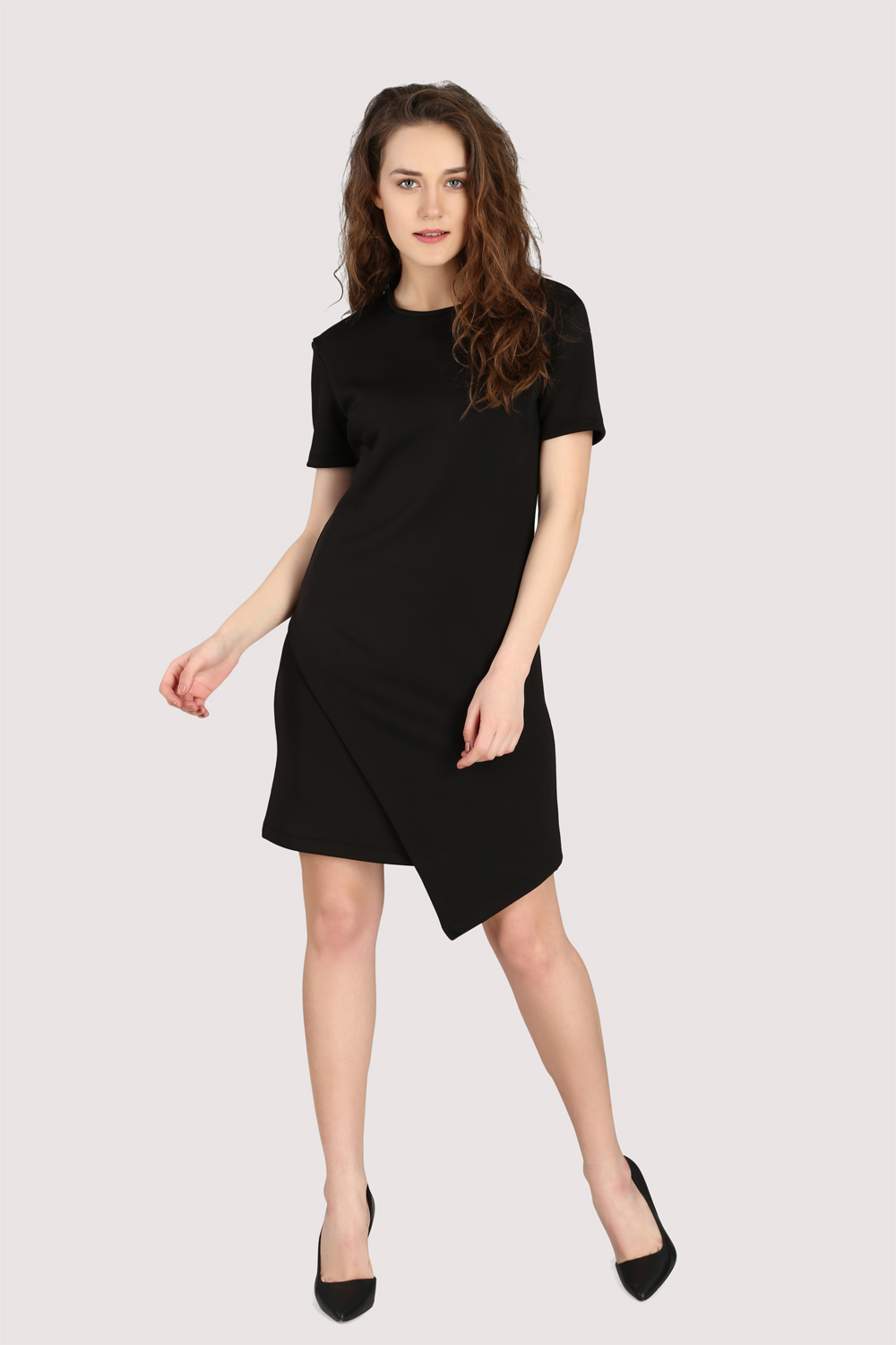 Black Asymmetric Dress -0