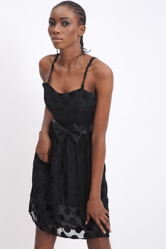 Black Bow Party Dress - Front