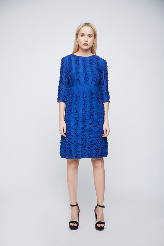 Ruffle Blue Dress - Front