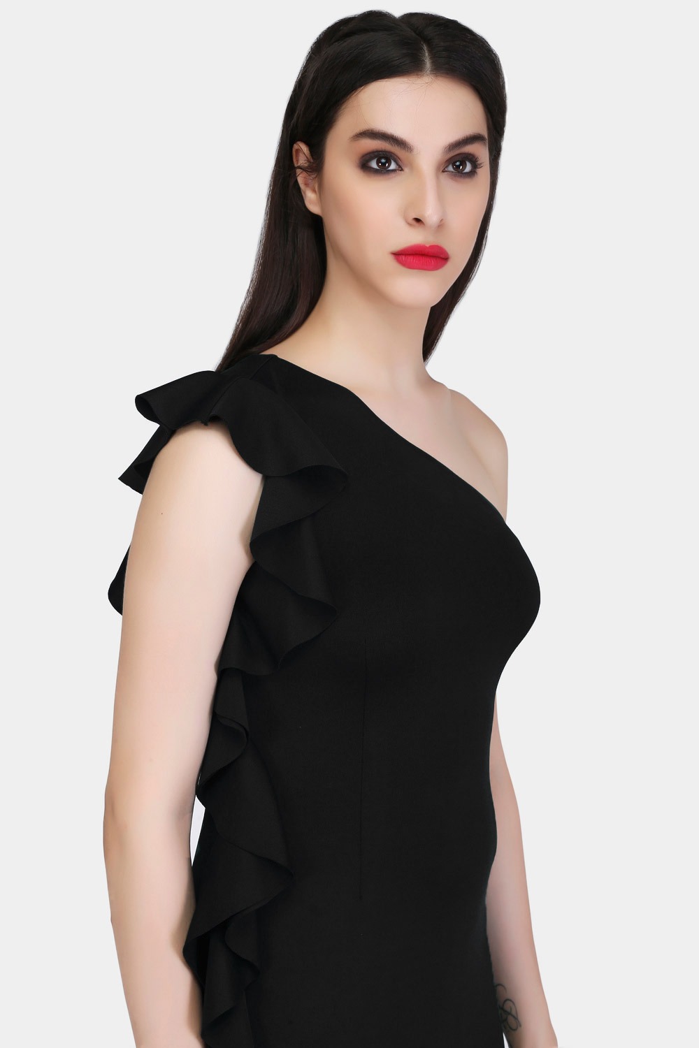 Black Bodycon Ruffle Dress – Samshék | Customise Your Dress