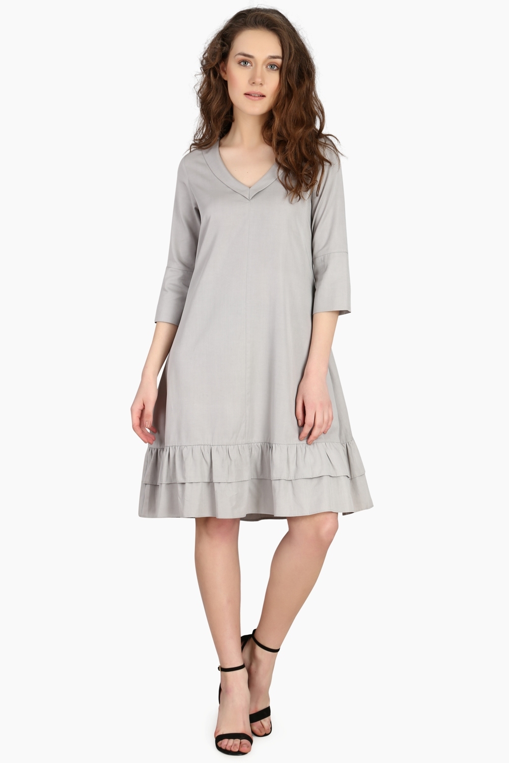 Two Layer Ruffle Relax Fit Dress - Front