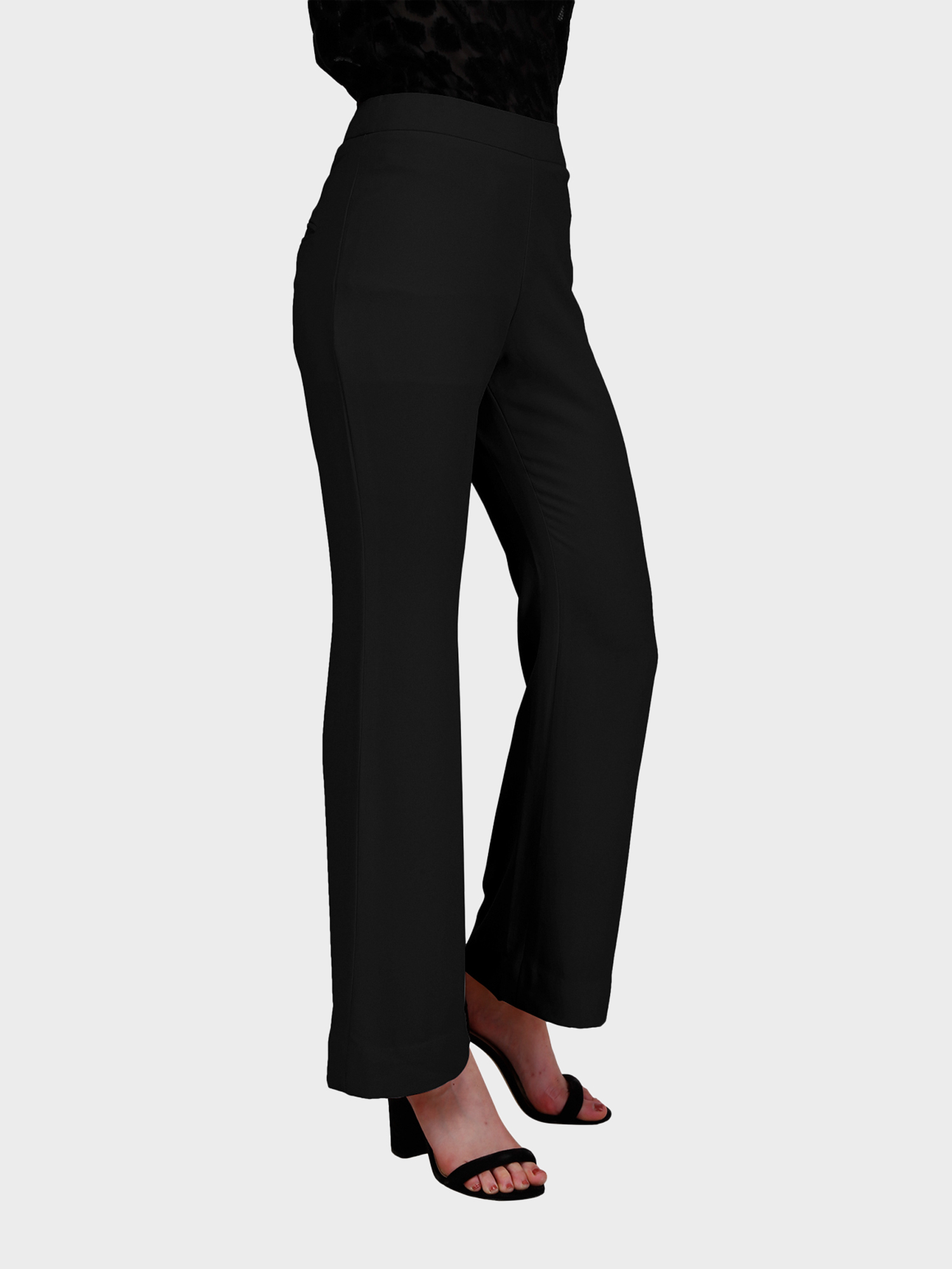 Black Flared Trousers - Front