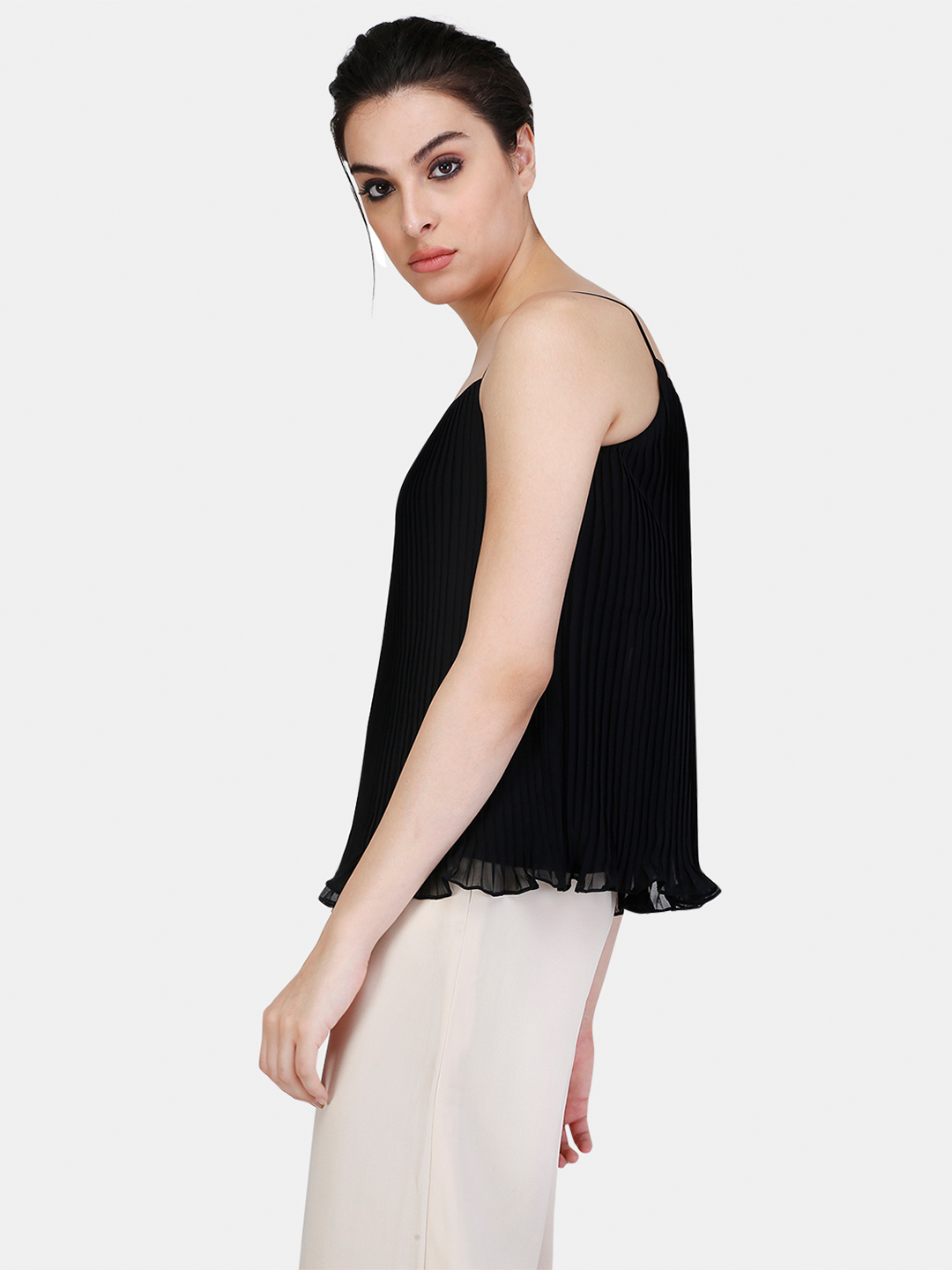 Black Pleated Cami Top -1