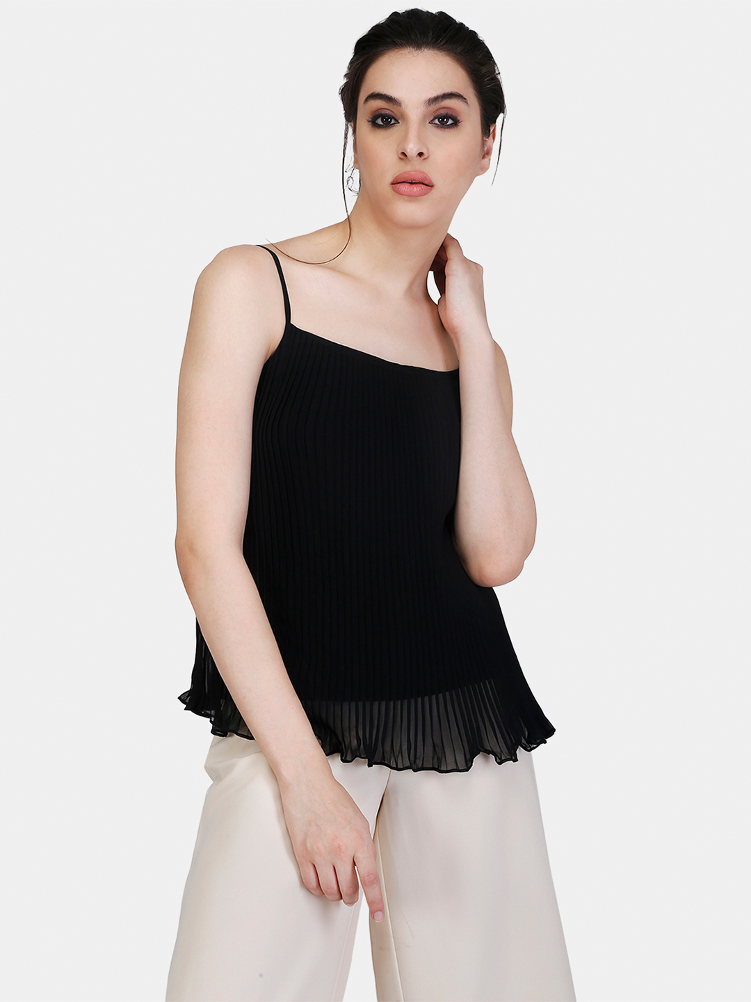 Black Pleated Cami Top -3