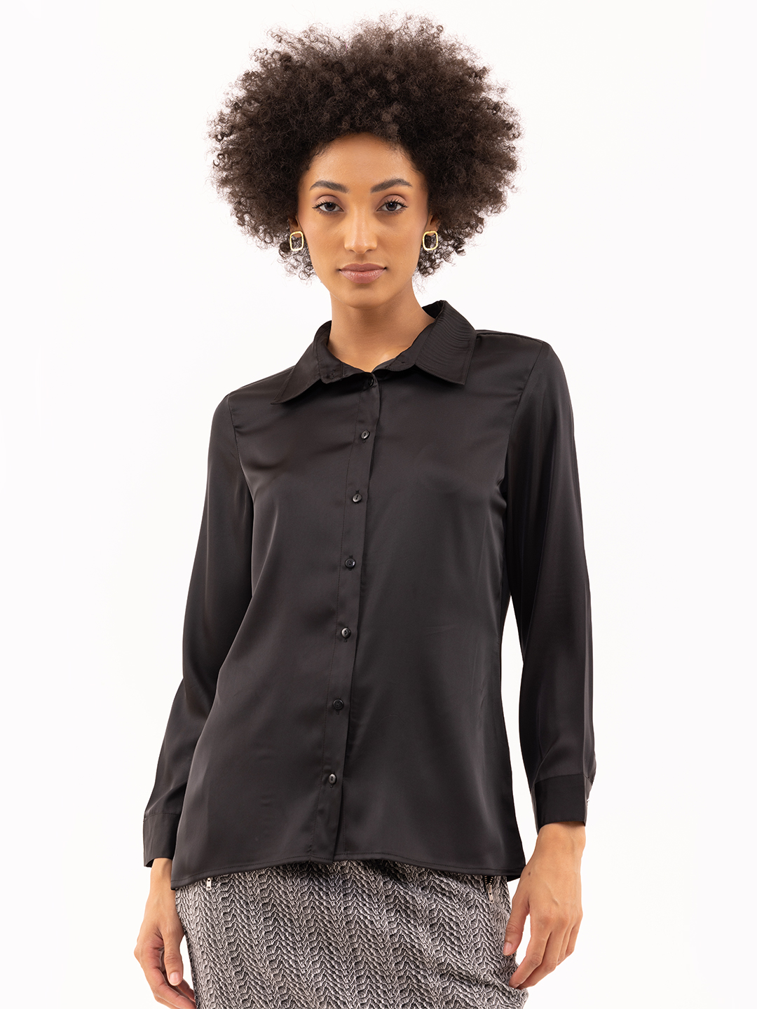 Black Printed 9-5 Sleek Shirt -3