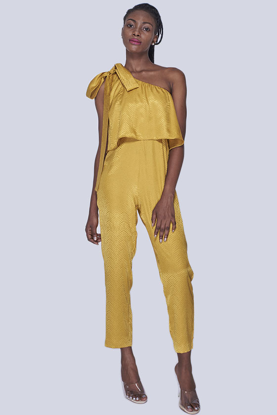 Mustard Bling On Jumpsuit - Front