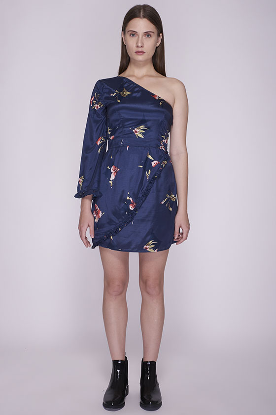 Breezy Blue Printed Dress - Front