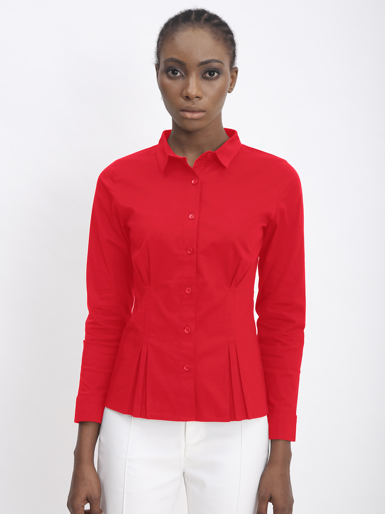 Straight Fit Basic Shirt Red - Front