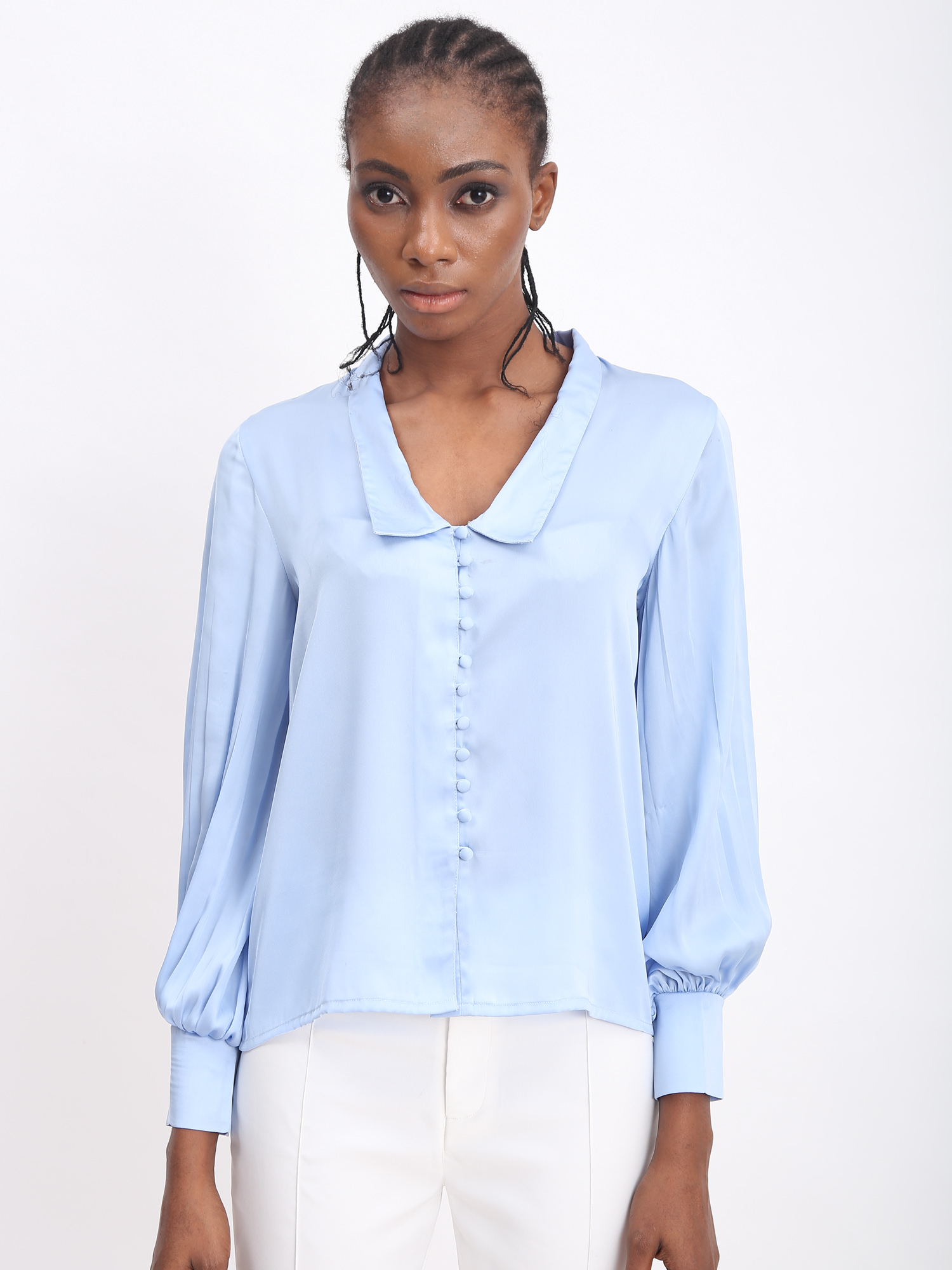 Pastel Shirt With Puffed Sleeves -1