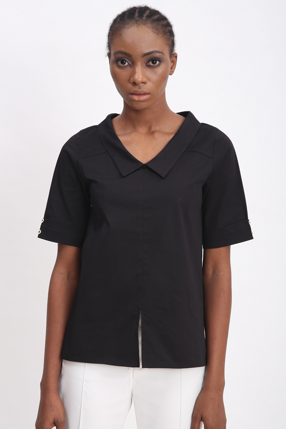 Straight-Fit Slit Shirt - Front