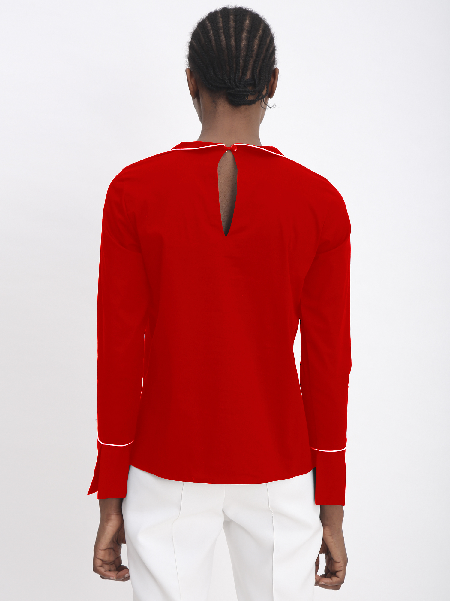 Peter-Pan Contrast Shirt Red - Back