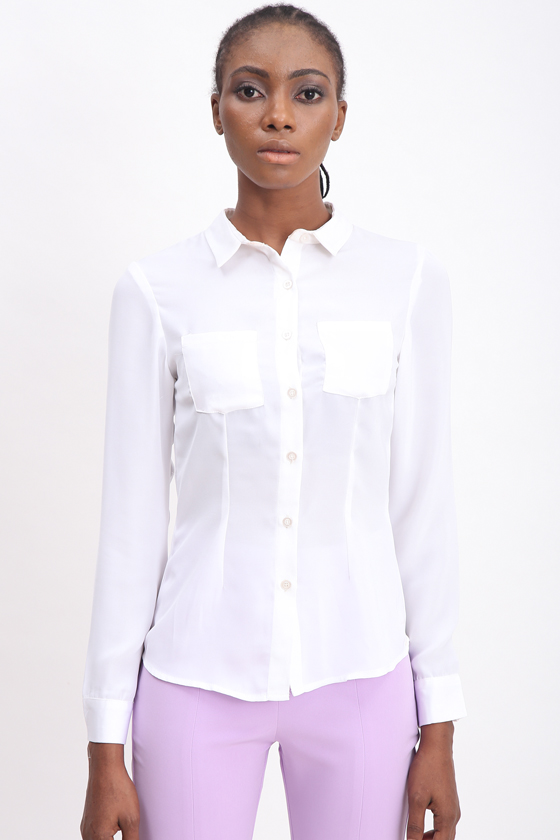 Straight shirt with puffed sleeves - Front
