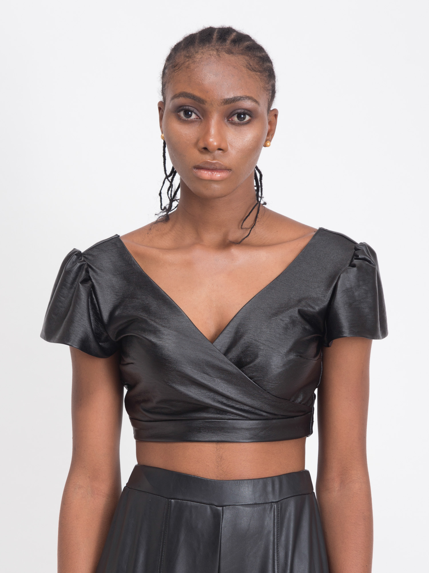 Jazzy Leather Crop Top -1