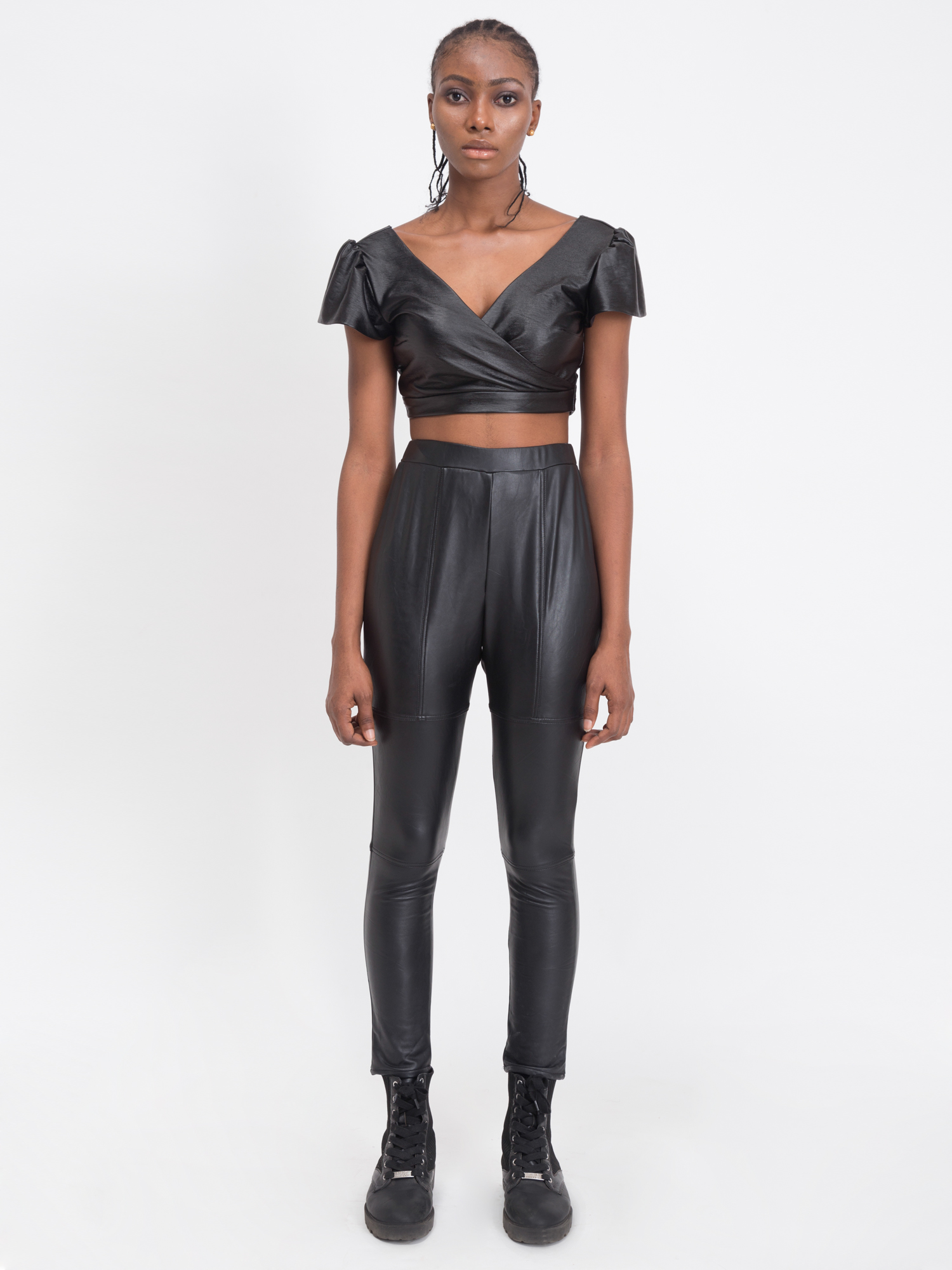Jazzy Leather Crop Top -0