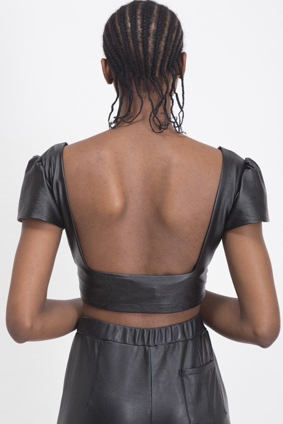 Jazzy Leather Crop Top - Back