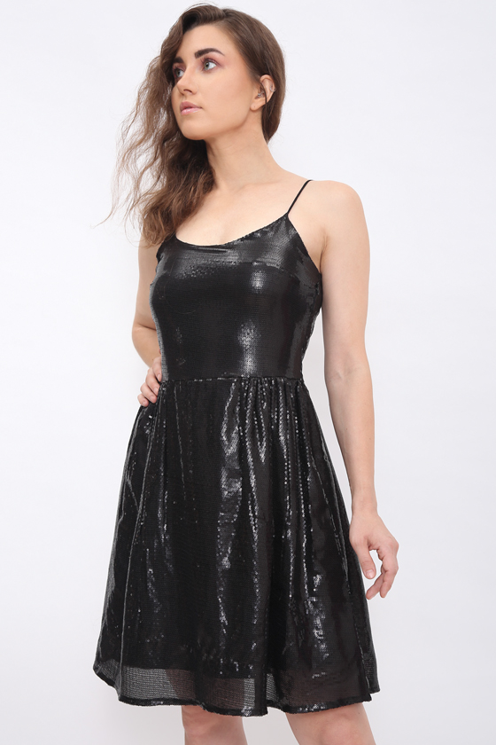 Black Slip Glamour Dress - Front